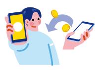 スマホと硬貨の図